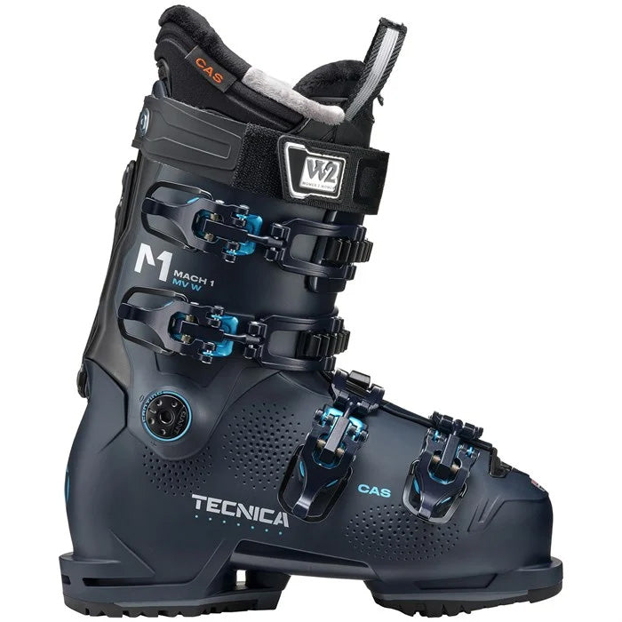 Tecnica Mach1 MV 95 women's ski boot (ink blue) available at Mad Dog's Ski & Board in Abbotsford, BC.