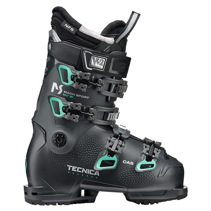 Tecnica Mach Sport MV 85 women's ski boots (graphite) available at Mad Dog's Ski & Board in Abbotsford, BC.