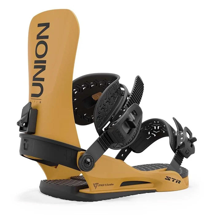 2025 Union STR snowboard bindings (mustard) available at Mad Dog's Ski & Board in Abbotsford, BC