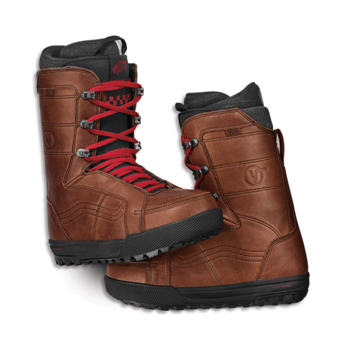 Vans Hi-Standard Pro snowboard boots (brown/red) available at Mad Dog's Ski & Board in Abbotsford, BC.
