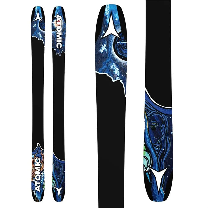 Atomic Bent 100 skis (base graphic) available at Mad Dog's Ski & Board in Abbotsford, BC.