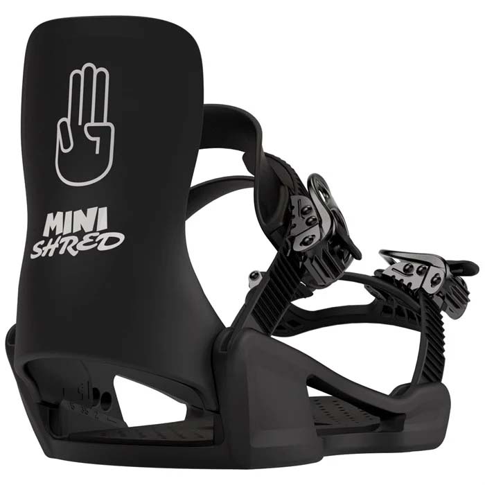 The Bataleon Minishred junior snowboard bindings are available at Mad Dog's Ski & Board in Abbotsford, BC.