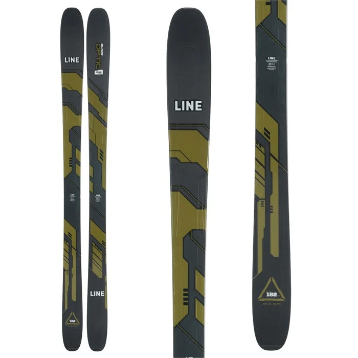 2025 Line Blade Optic 92 skis (black, olive) available at Mad Dog's Ski & Board in Abbotsford, BC.