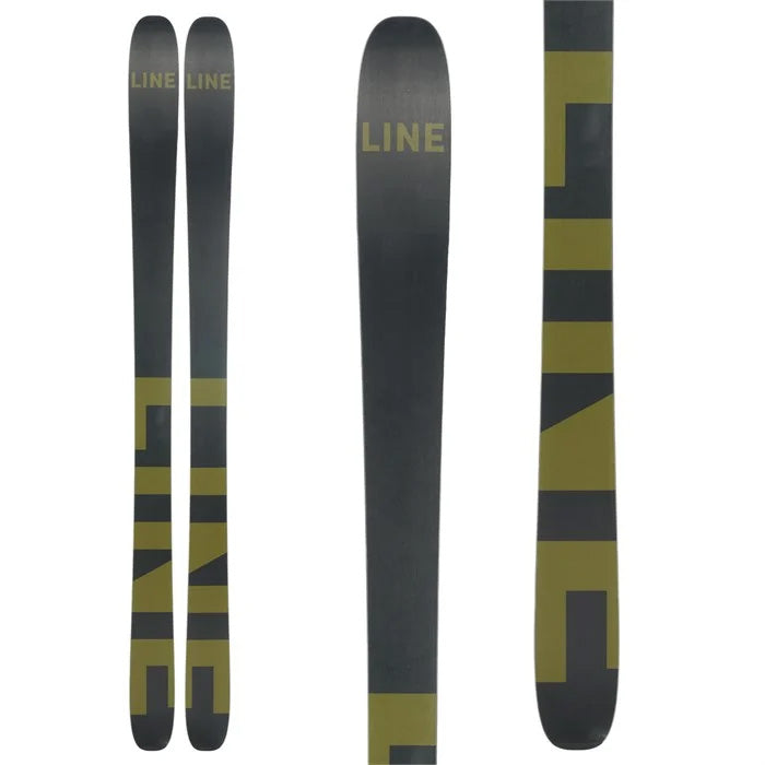 2025 Line Blade Optic 92 skis (black, olive base) available at Mad Dog's Ski & Board in Abbotsford, BC.