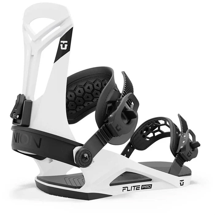 2025 Union Flite Pro snowboard bindings (white) available at Mad Dog's Ski & Board in Abbotsford, BC.