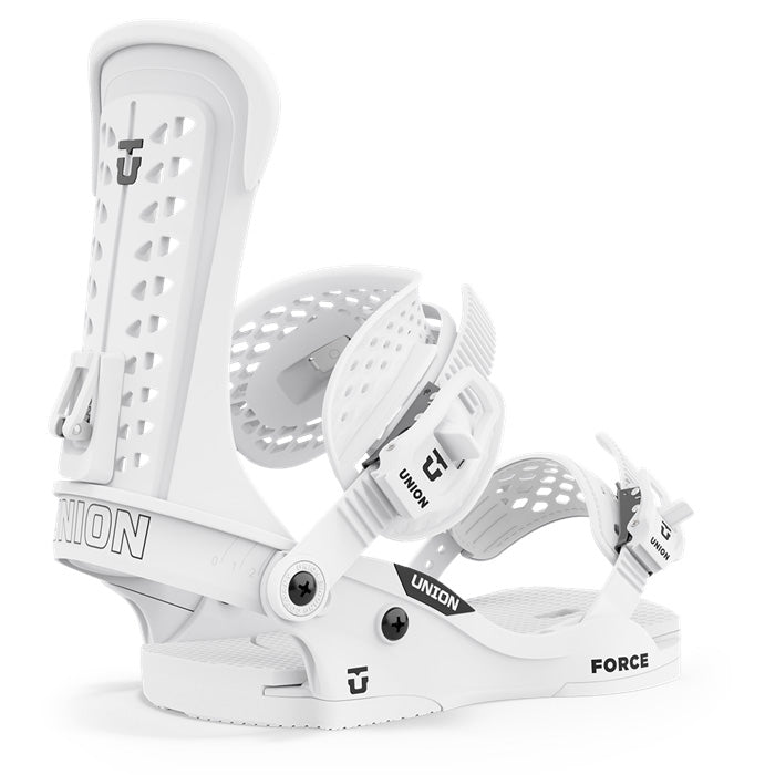 Union Force Classic snowboard bindings (white) available at Mad Dog's Ski & Board in Abbotsford, BC.
