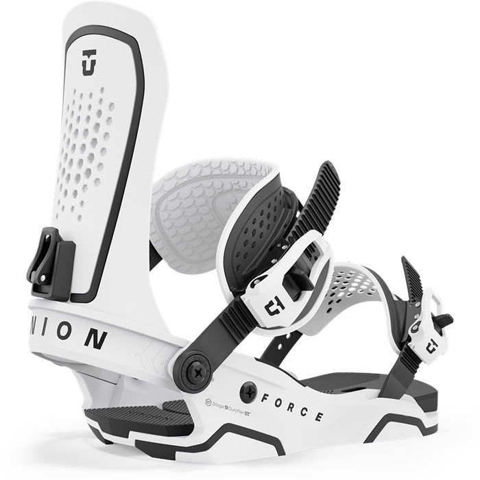 Union Force snowboard bindings (white) available at Mad Dog's Ski & Board in Abbotsford, BC.