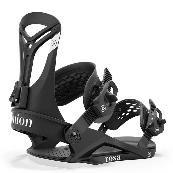 2025 Union Rosa women's snowboard bindings (black) available at Mad Dog's Ski & Board in Abbotsford, BC.