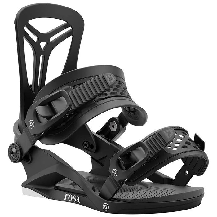 2025 Union Rosa women's snowboard bindings (black) available at Mad Dog's Ski & Board in Abbotsford, BC.