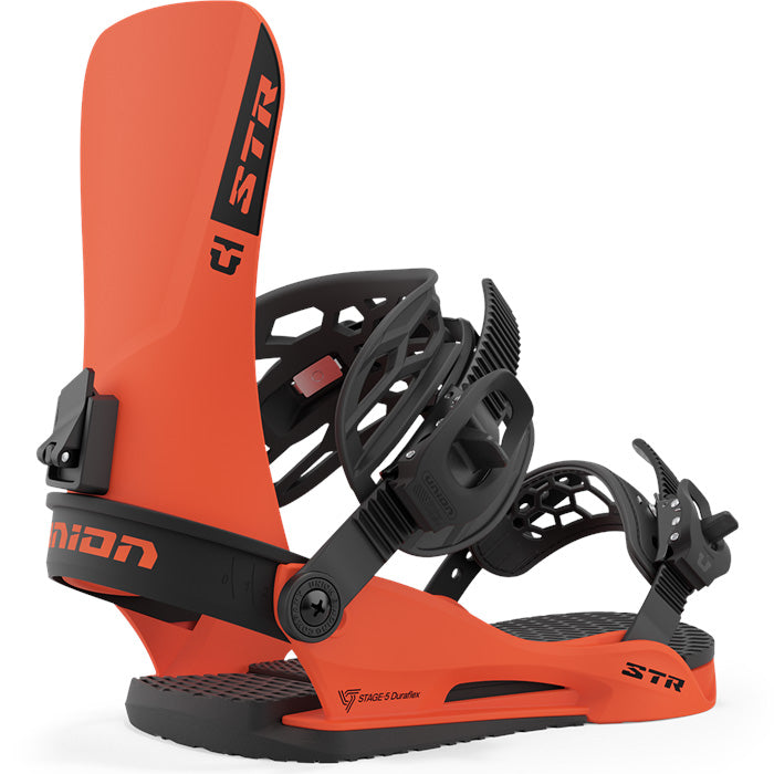 Union STR snowboard bindings (hunter orange) are available at Mad Dog's Ski & Board in Abbotsford, BC.