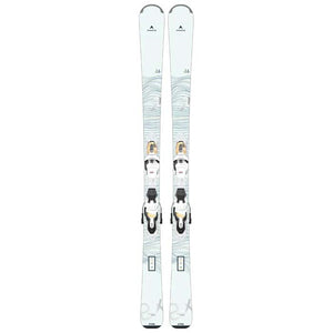 2023 Dynastar E Lite 2 women's skis (top graphic)with Look XP 10 bindings are available at Mad Dog's Ski & Board in Abbotsford, BC.