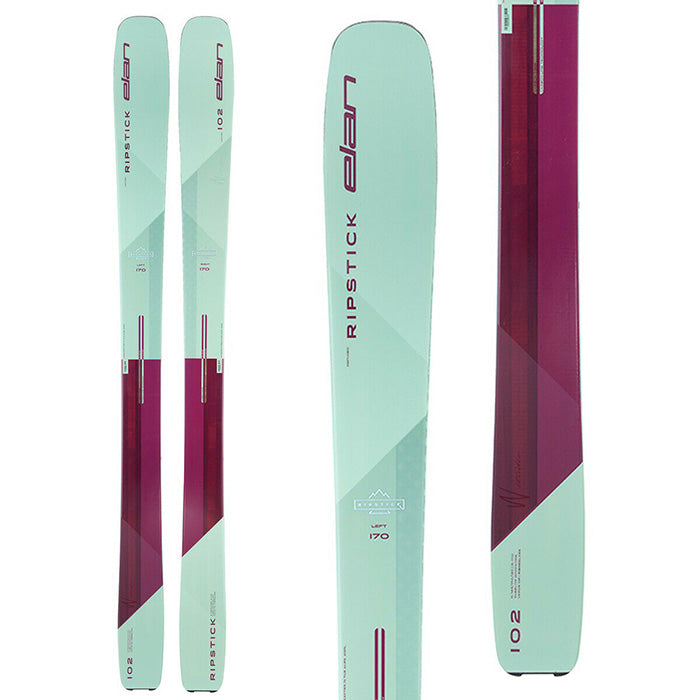 Elan Ripstick 102 Women's Skis (top graphic) available at Mad Dog's Ski & Board in Abbotsford, BC.  Edit alt text