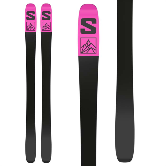 The 2023 Salomon QST LUX 92 women's skis (base graphic)  are available at Mad Dog's Ski & Board in Abbotsford, BC.