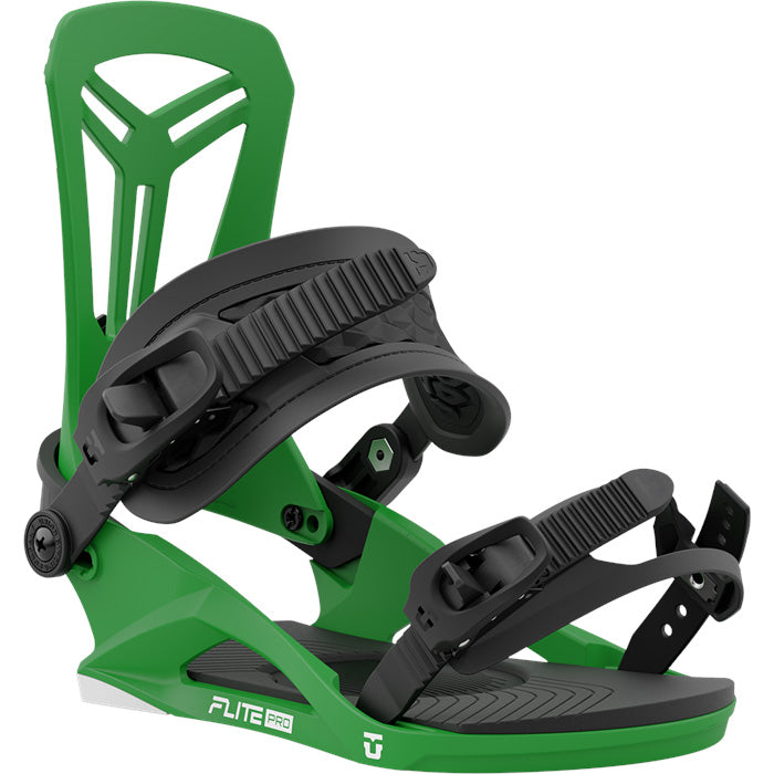 Union Flite Pro snowboard bindings (green) available at Mad Dog's Ski & Board in Abbotsford, BC.