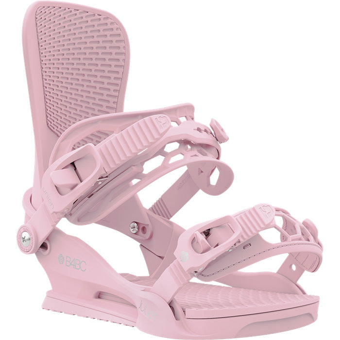 Union Juliet women's snowboard bindings (Boarding 4 Breast Cancer Pink) available at Mad Dog's Ski & Board in Abbotsford, BC.