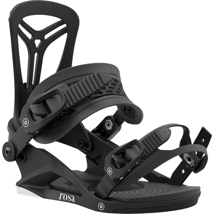 Union Rosa women's snowboard bindings (black) available at Mad Dog's Ski & Board in Abbotsford, BC.