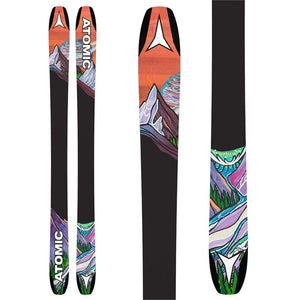 The 2023 Atomic Bent 100 skis (base graphic) are available at Mad Dog's Ski & Board in Abbotsford, BC.