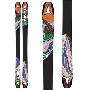 The 2023 Atomic Bent 100 skis (base graphic) are available at Mad Dog's Ski & Board in Abbotsford, BC.
