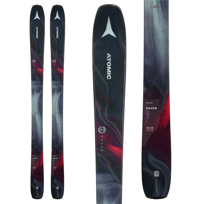 2023 Atomic Maven 93 C women's skis (top graphic) available at Mad Dog's Ski & Board in Abbotsford, BC. 
