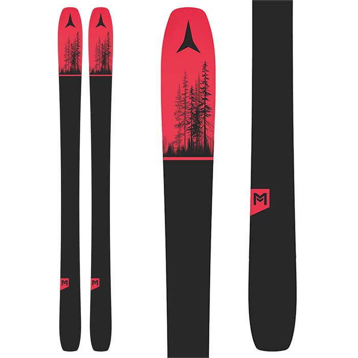 The 2023 Atomic Maverick 95 Ti ski (base graphic, red/black) is available at Mad Dog's Ski & Board in Abbotsford, BC.