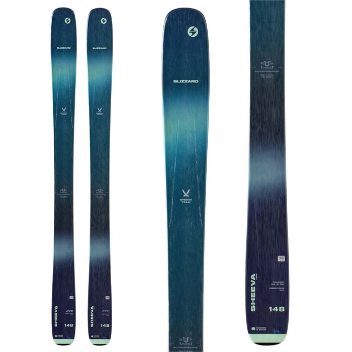Blizzard Sheeva Team junior skis (top graphic, blue) available at Mad Dog's Ski & Board in Abbotsford, BC.