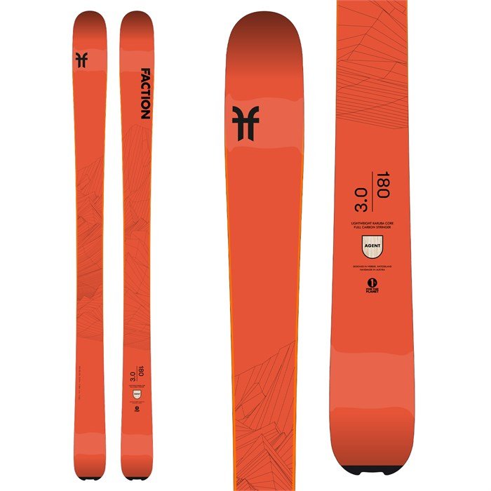 Faction Agent 3.0 skis (top graphic) available at Mad Dog's Ski & Board in Abbotsford, BC