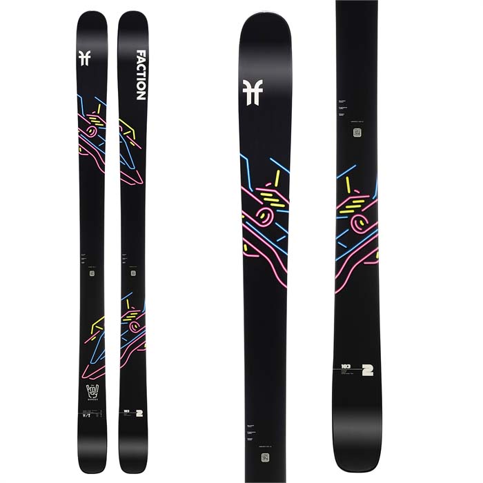 2023 Faction Prodigy 2 skis (top graphic) are available at Mad Dog's Ski & Board in Abbotsford, BC. 