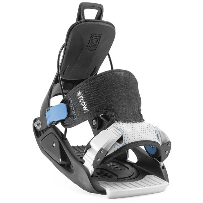 The 2023 Flow Micron kids snowboard bindings are available at Mad Dog's Ski & Board in Abbotsford, BC. 