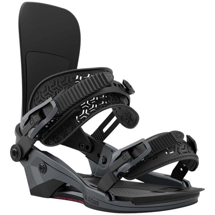 The 2023 Union Atlas snowboard bindings (grey) are available at Mad Dog's Ski & Board in Abbotsford, BC. 