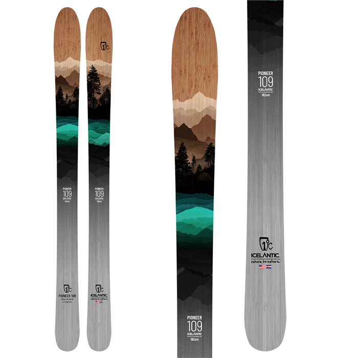 Icelantic Pioneer 109 skis (top graphic) available at Mad Dog's Ski & Board in Abbotsford, BC.