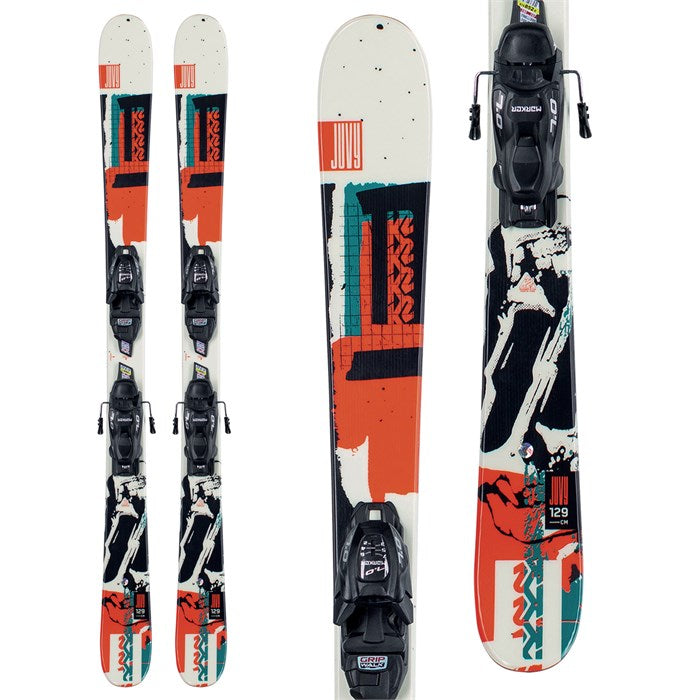 K2 Juvy junior skis (top graphic) are available at Mad Dog's Ski and Board in Abbotsford, BC.