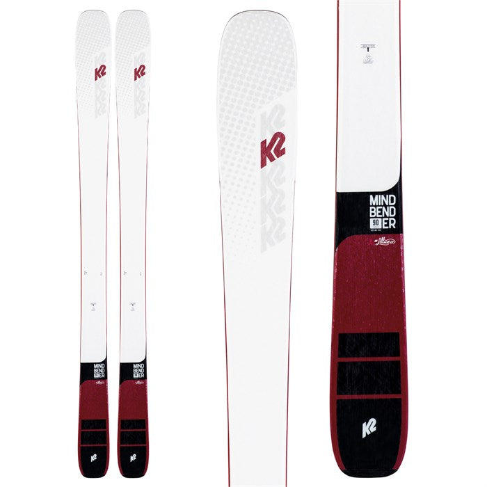 K2 Mindbender 90C Alliance women's skis (top graphic) available at Mad Dog's Ski & Board in Abbotsford, BC.