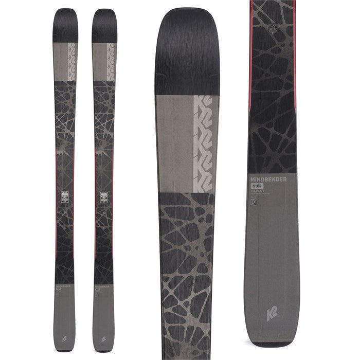 K2 Mindbender 99 Ti (top graphic) is available at Mad Dog's Ski & Board in Abbotsford, BC