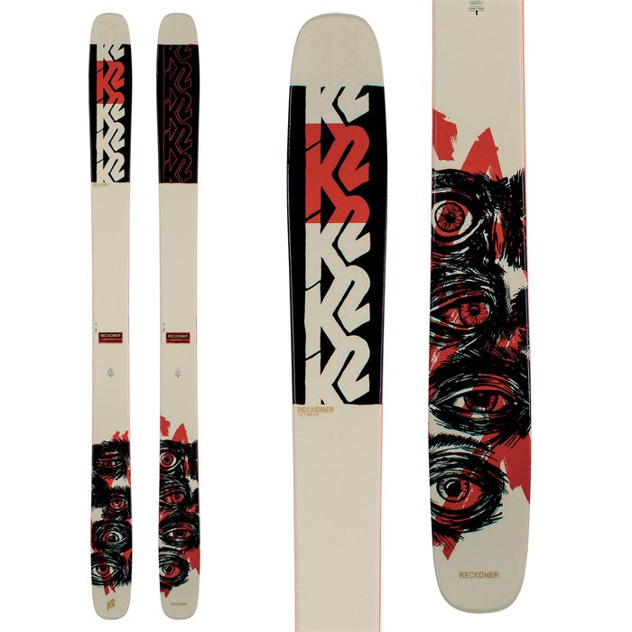 K2 Reckoner 112 skis (top graphic) are available at Mad Dog's Ski & Board in Abbotsford, BC