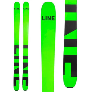 LINE Blade Optic 104 skis (Base graphic, lime green) available at Mad Dog's Ski & Board in Abbotsford, BC. 