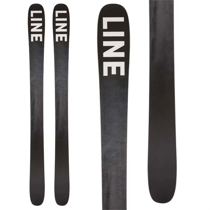 2023 LINE Pandora 110 women's skis (base graphic, black) available at Mad Dog's Ski & Board in Abbotsford, BC.