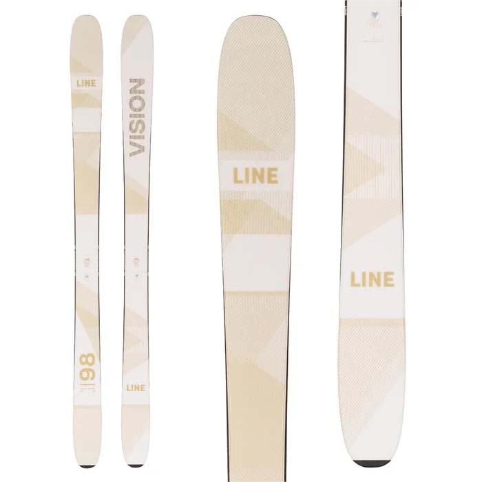 LINE Vision 98 skis (top graphic, beige) are available at Mad Dog's Ski & Board in Abbotsford, BC. 