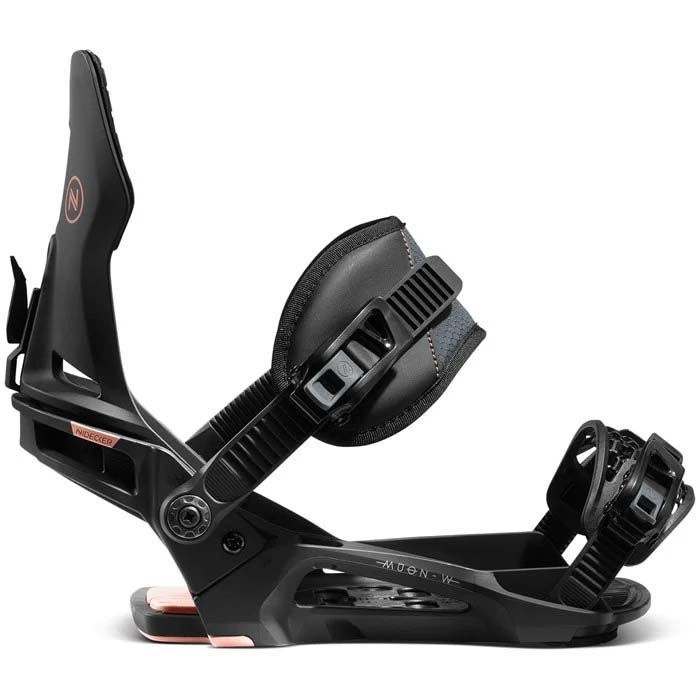 The 2023 Nidecker Muon-W women's snowboard bindings are available at Mad Dog's Ski & Board in Abbotsford, BC.