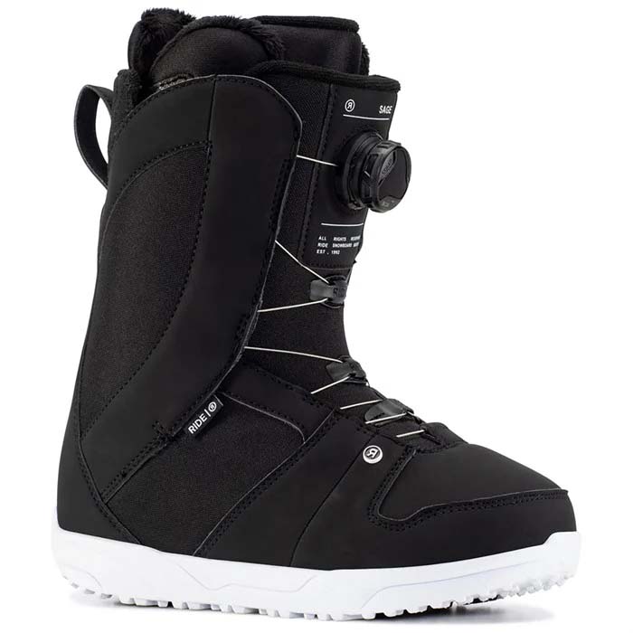 The Ride Sage women's snowboard boots are available at Mad Dog's Ski & Board in Abbotsford, BC