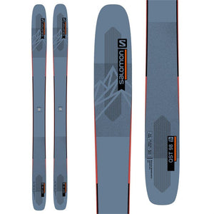 Salomon QST 98 skis (top graphic) available at Mad Dog's Ski and Board in Abbotsford, BC