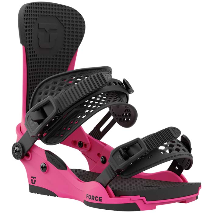 The 2023 Union Force snowboard bindings (pink) are available at Mad Dog's Ski & Board in Abbotsford, BC. 