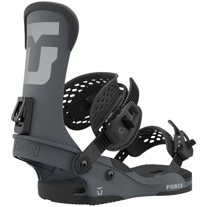 The 2023 Union Force snowboard bindings (grey) are available at Mad Dog's Ski & Board in Abbotsford, BC. 