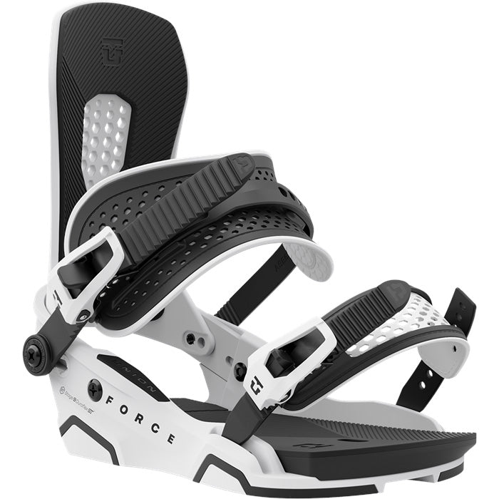 Union Force snowboard bindings (white) available at Mad Dog's Ski & Board in Abbotsford, BC.