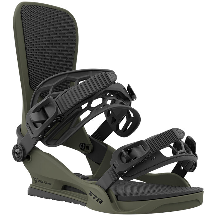 Union STR snowboard bindings (dark green) are available at Mad Dog's Ski & Board in Abbotsford, BC.